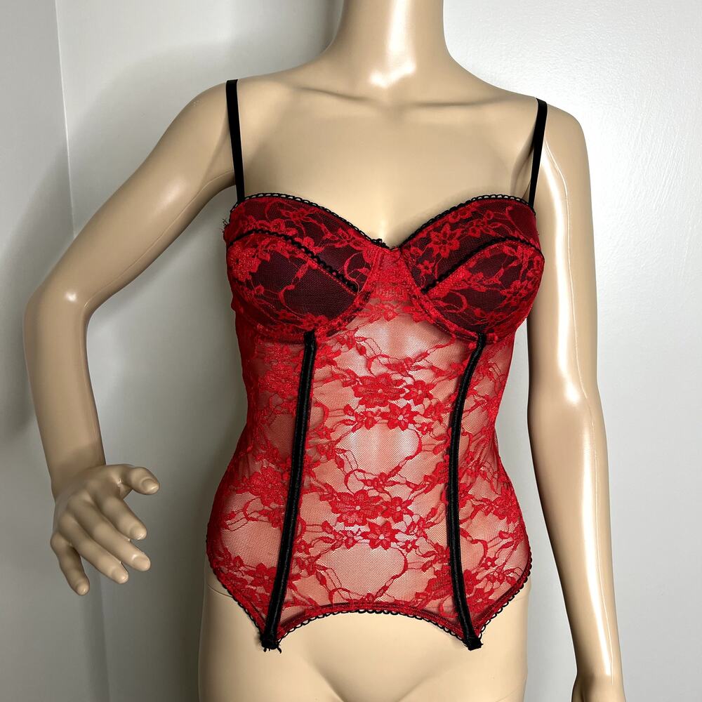 Oh La La Cheri Paris Red Lace Bustier Corset Top